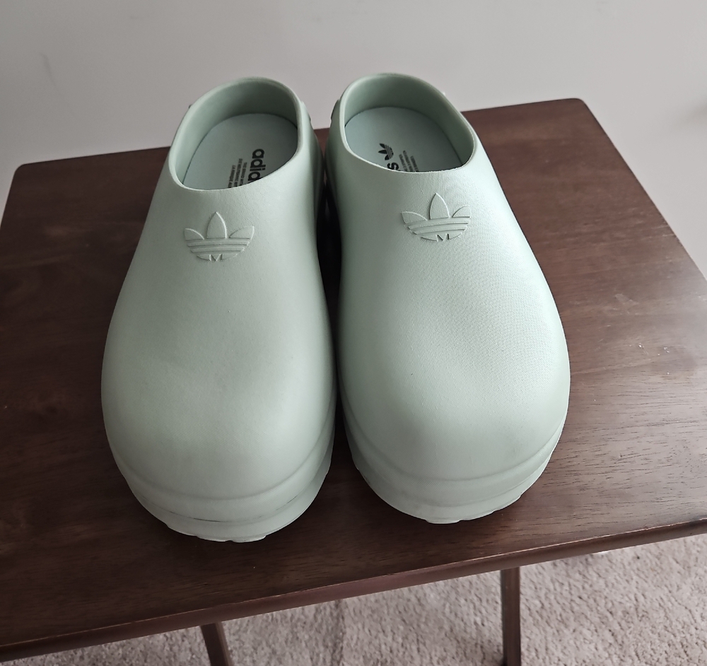 Adidas Light Green Slip-On Clogs